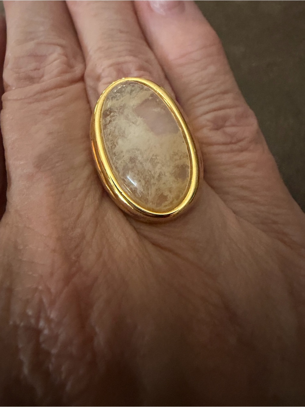 Gold-Tone Ring with Citrine Stone – Women's Fashion Ring
